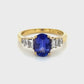 18K Yellow Gold Diamond & Amethyst Lady's Ring; Size 7