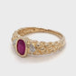 14K Yellow Gold Synthetic Ruby Ring; 1.8DWT; 2.8g; Size 7