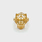 21K Yellow Gold Geometric Tiger Head Ring; Size 9 Video