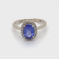 14K White Gold Tanzanite and Diamond Ring; 0.10CTW; Size 5
