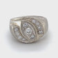 14K White Gold Diamond Unisex Fashion Ring; 7.8DWT; Size 8