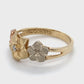 14K 3-Tone Gold Diamond Ring; White/Yellow/Rose; Size 9; 3.1g