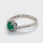 14K White Gold Diamond & Emerald Ring; 1.6DWT; Size 7