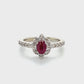 14K White Gold Le Vian Diamond & Ruby Lady's Ring; Size 7