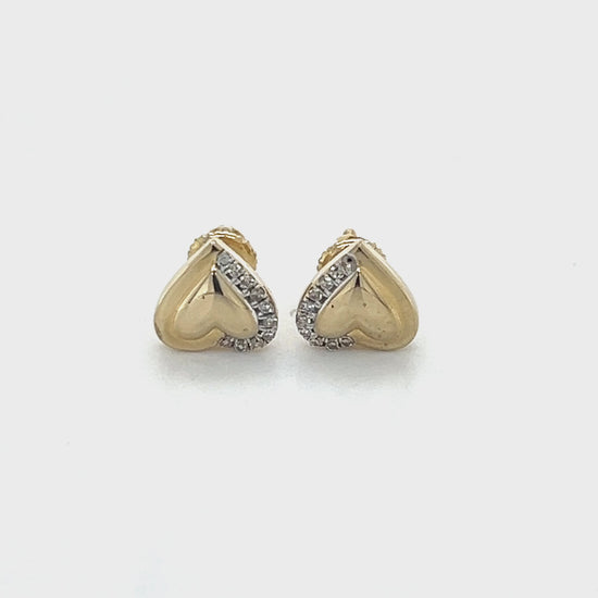 10K Yellow Gold Heart Earrings; 1.6g
