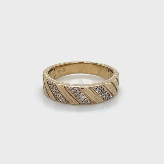 10K Yellow Gold Diamond Gentleman's Fashion Ring; Size 9.5 Video