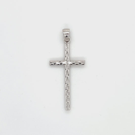 14K White Gold Cross Pendant
