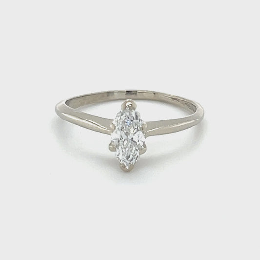14K White Gold Diamond Lady's Solitaire Ring;  Size 8