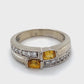 14K White Gold Diamond & Yellow Sapphire Ring; 3.5DWT; Size 6.5