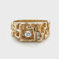 14K Yellow Gold Diamond Gentleman's Ring; Size 10
