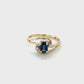 Lady's 14k Yellow Gold Blue Topaz Stone & Diamond Ring 2 Diamonds .05ctw 1.9g