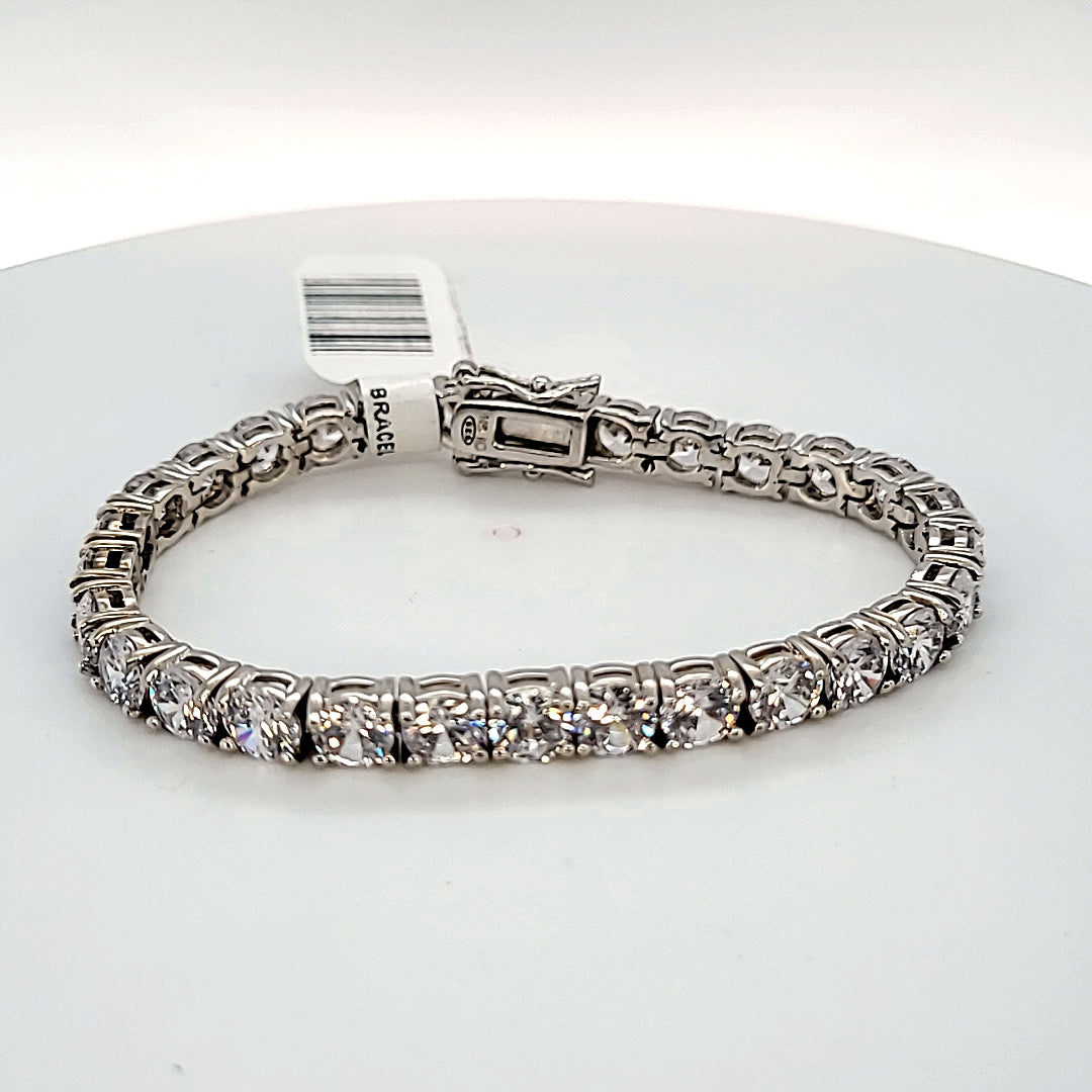 6" Sterling Silver Bracelet With Stones