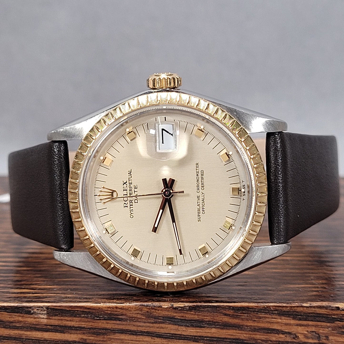 Rolex Oyster Perpetual Date On Leather Strap Ref; 1505