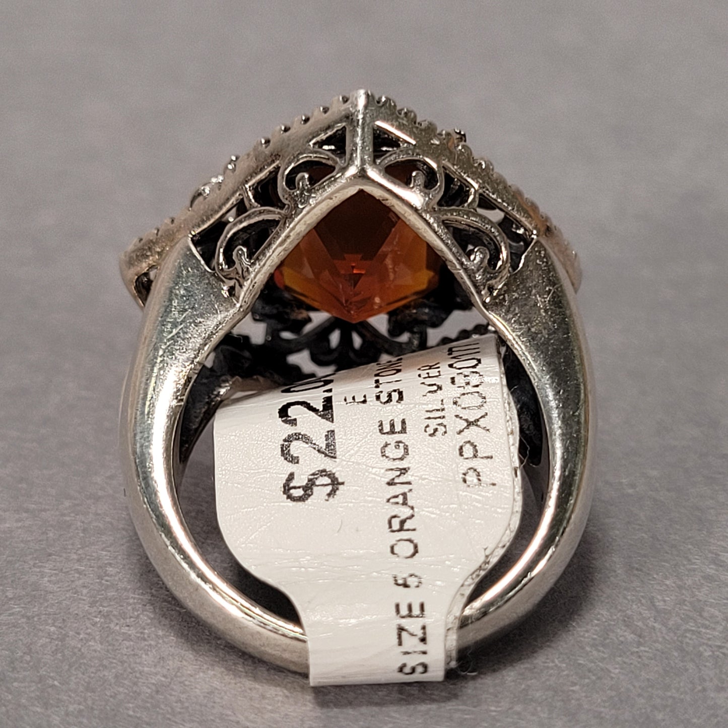 Sterling Silver Ring With Orange Stone