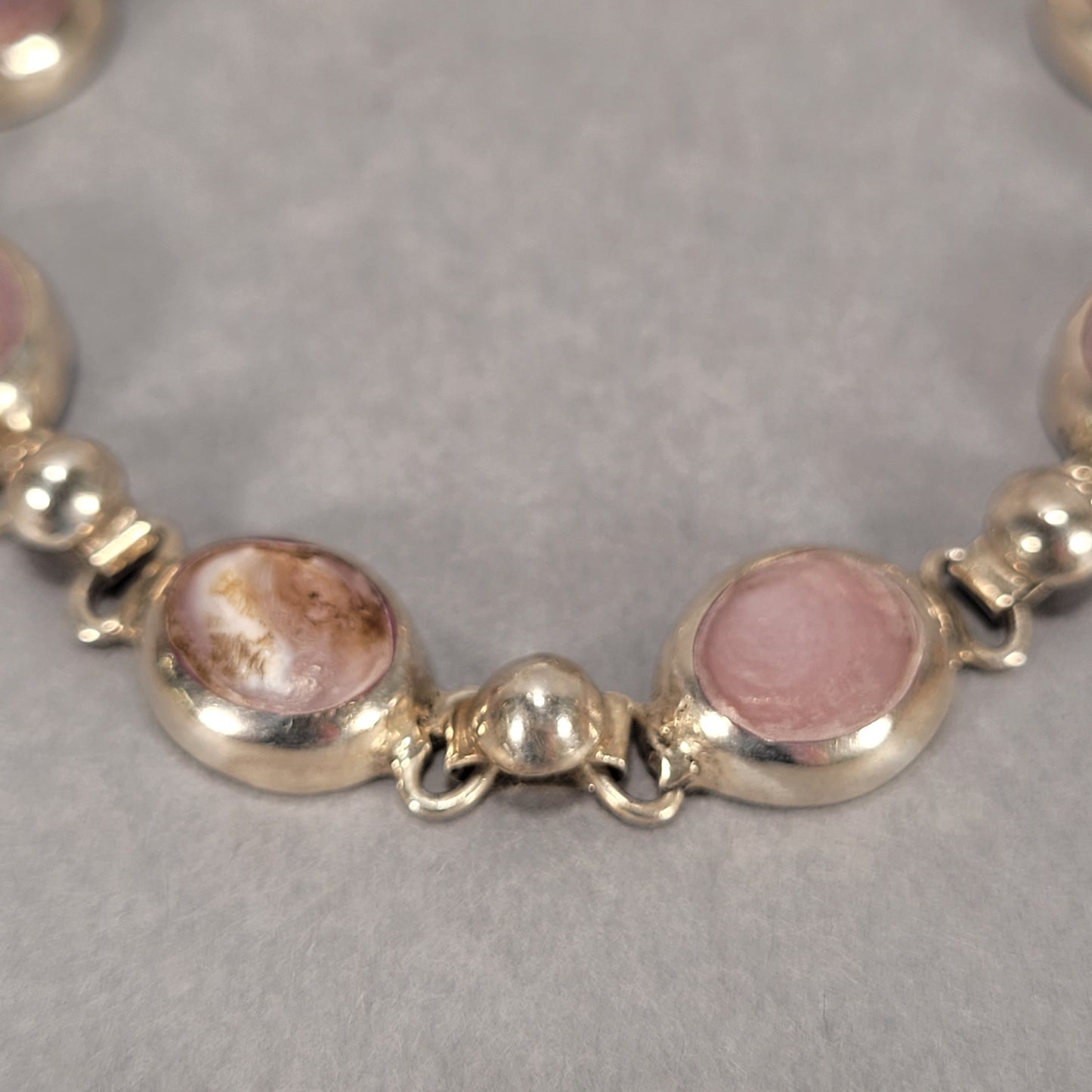 7" Sterling Silver Bracelet With Purple Stones 22.5g