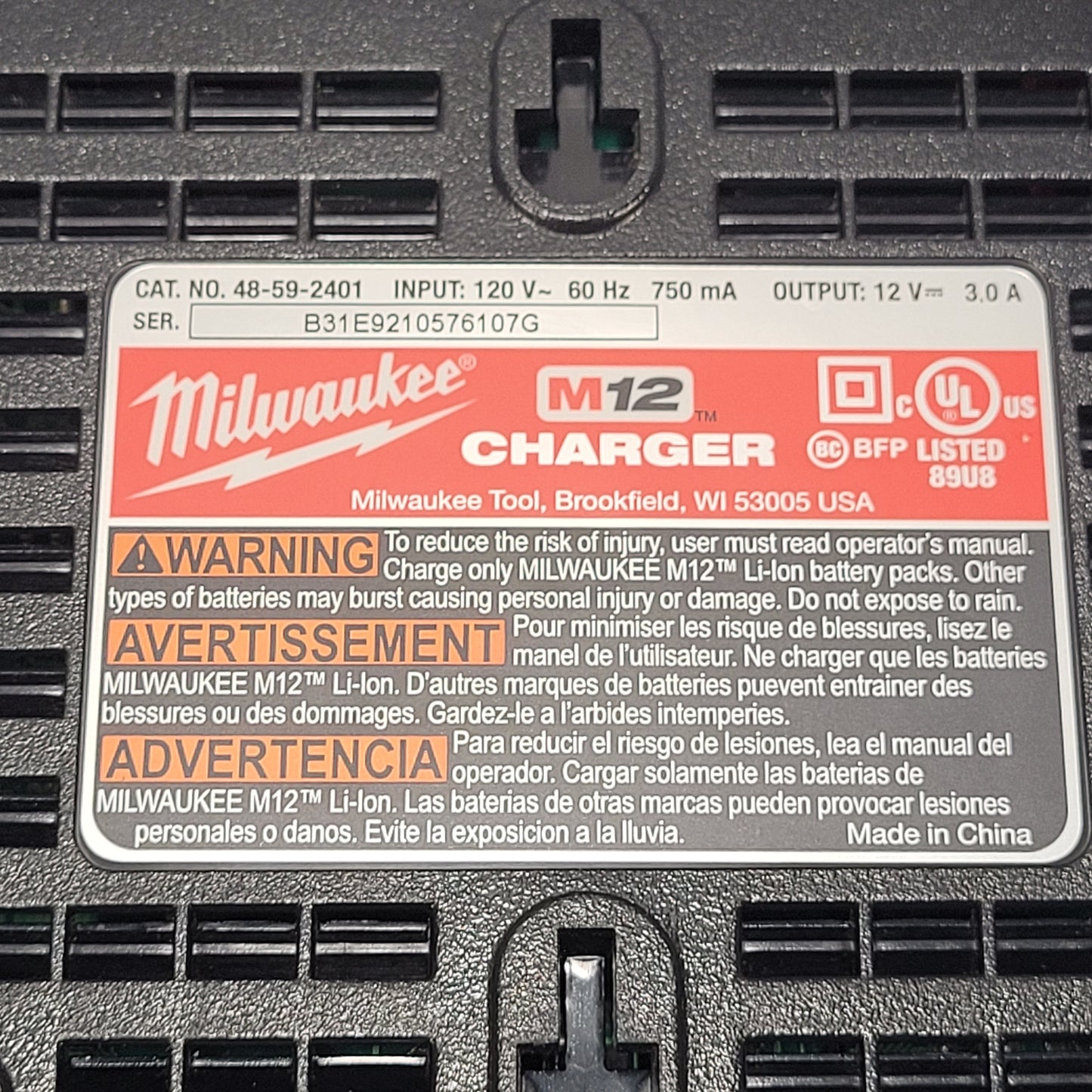 Milwaukee M12 Battery Charger - 48-59-2401