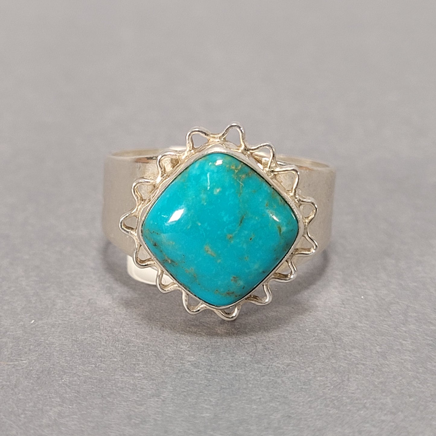 Sterling Silver Ring With Large Blue Stone 7.2g