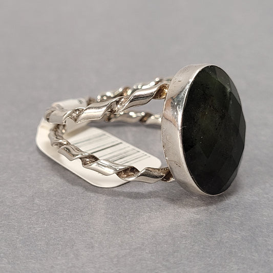 Sterling Silver Ring With Large Black Stone 7.4g