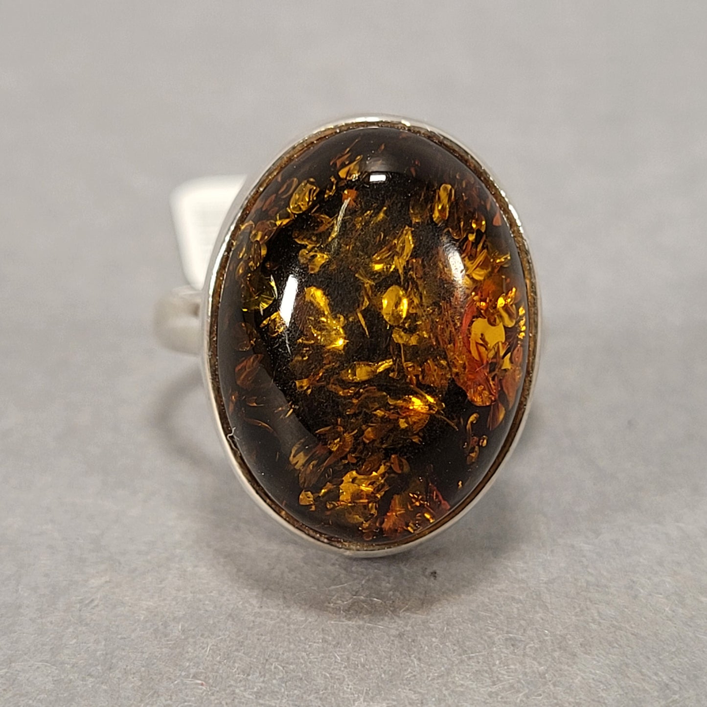 Sterling Silver Ring With Large Orange Stone 7.6g