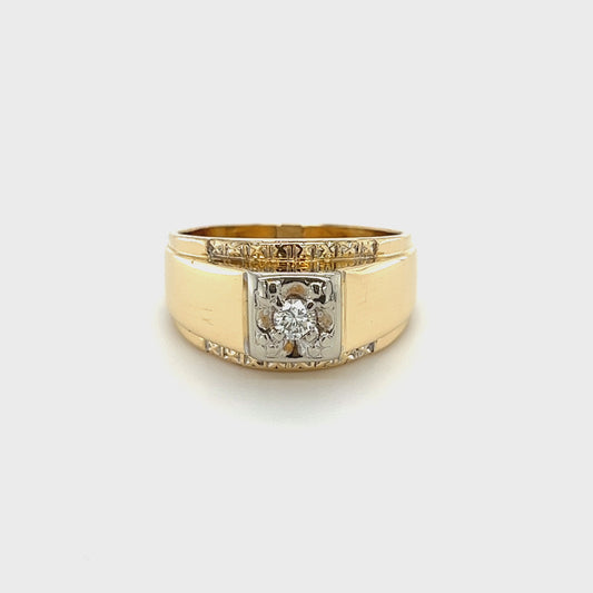 14K Yellow Gold & Diamond Men's Ring .15ctw; 6.4g