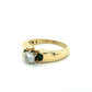 14K Yellow Gold Ring With Half Carat Diamond and 2 Emeralds