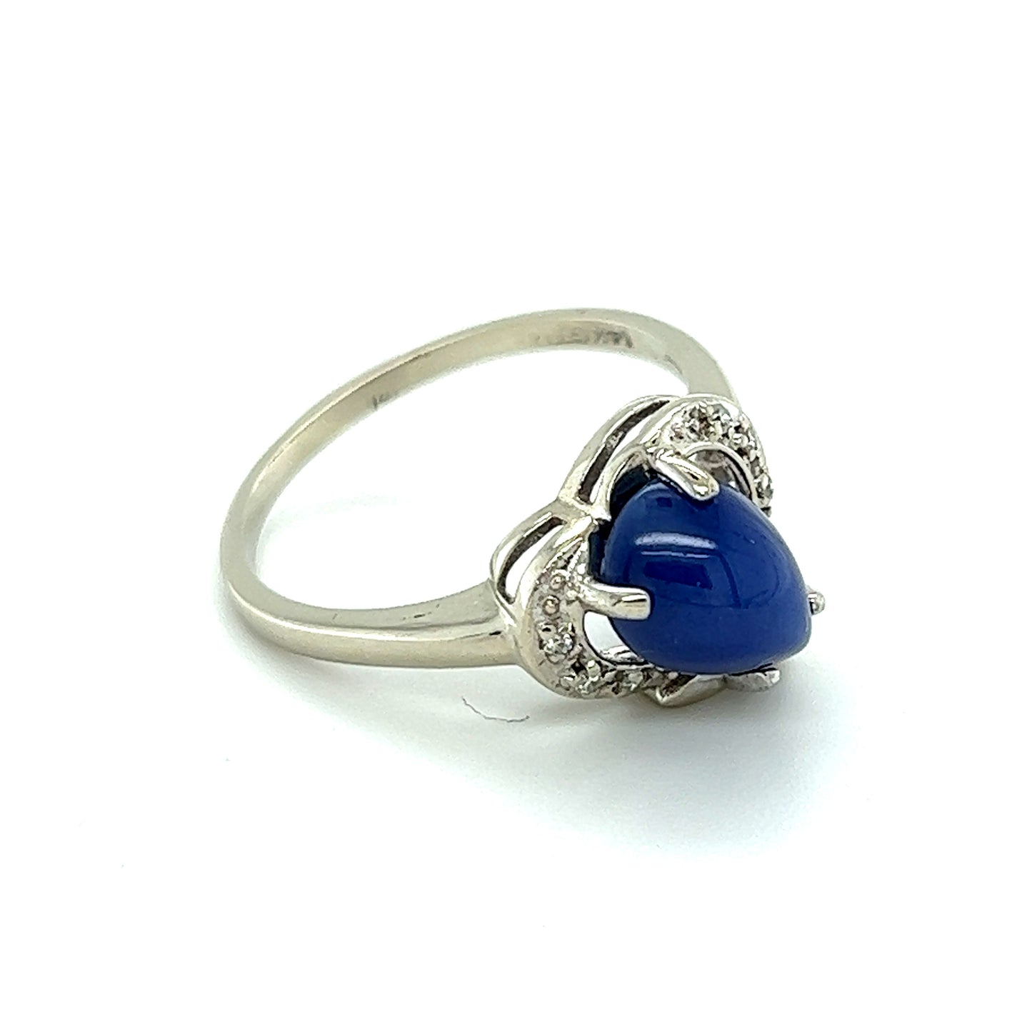 14K White Gold Lady's Ring With Diamonds and Star Sapphire