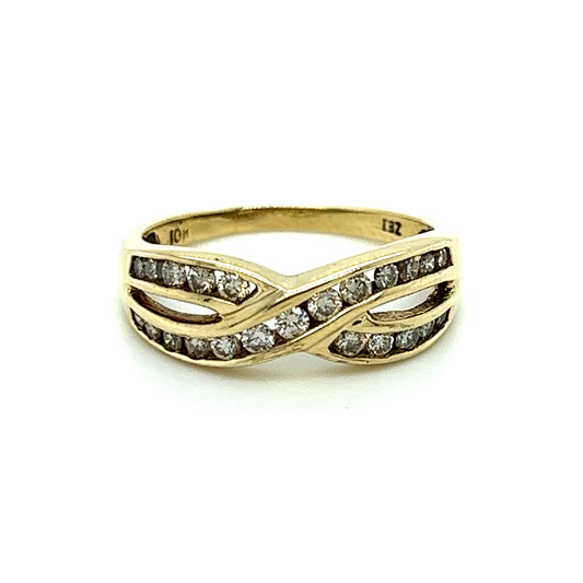 10K Yellow Gold Lady's Diamond Fashion Ring (23) Diamonds .60ctw