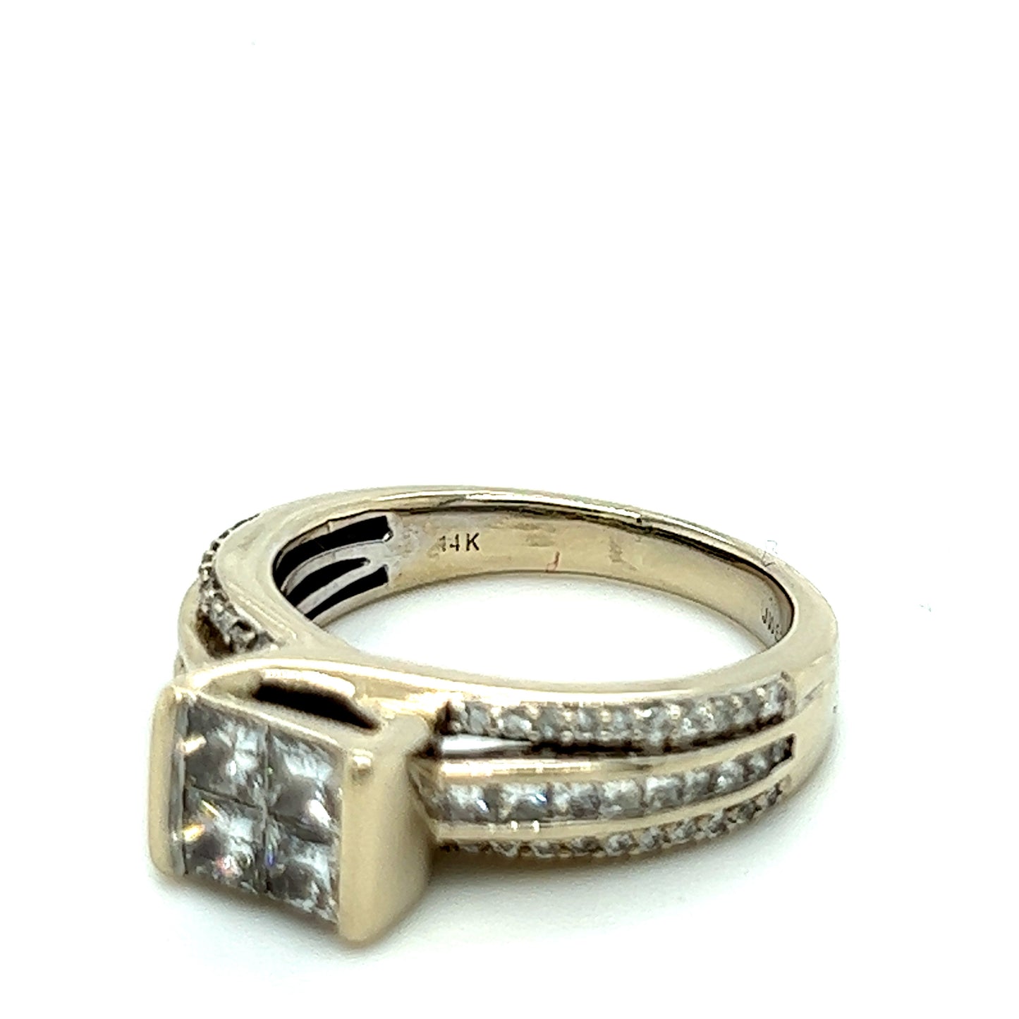 14K White Gold Diamond Engagement Ring (62) Diamonds 1.00ctw