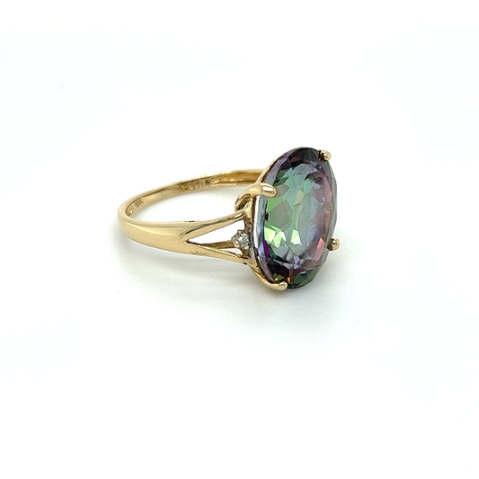 14K Yellow Gold Lady's Ring With Mystic Topaz Gemstone