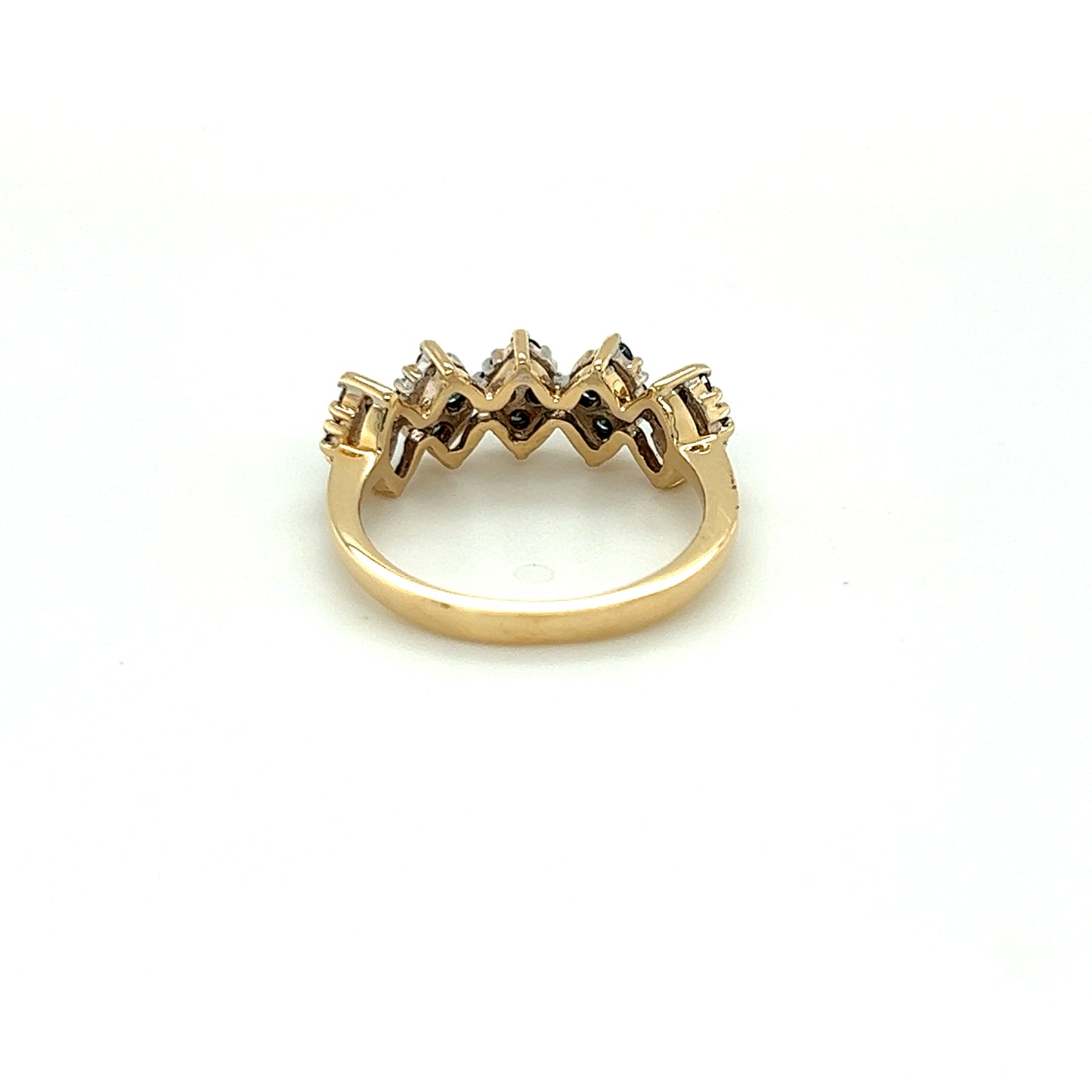 14K Yellow Gold Lady's Blue Diamond Fashion Ring 20 Diamonds .40ctw