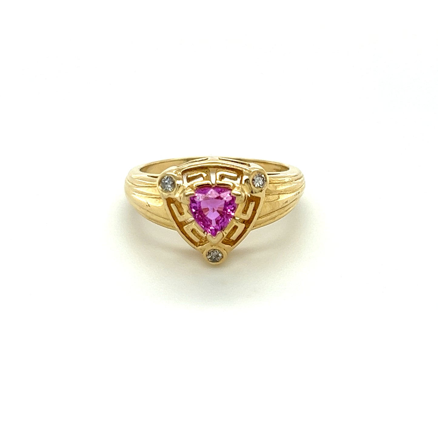 14K Yellow Gold Lady's Diamond and Pink Sapphire Ring