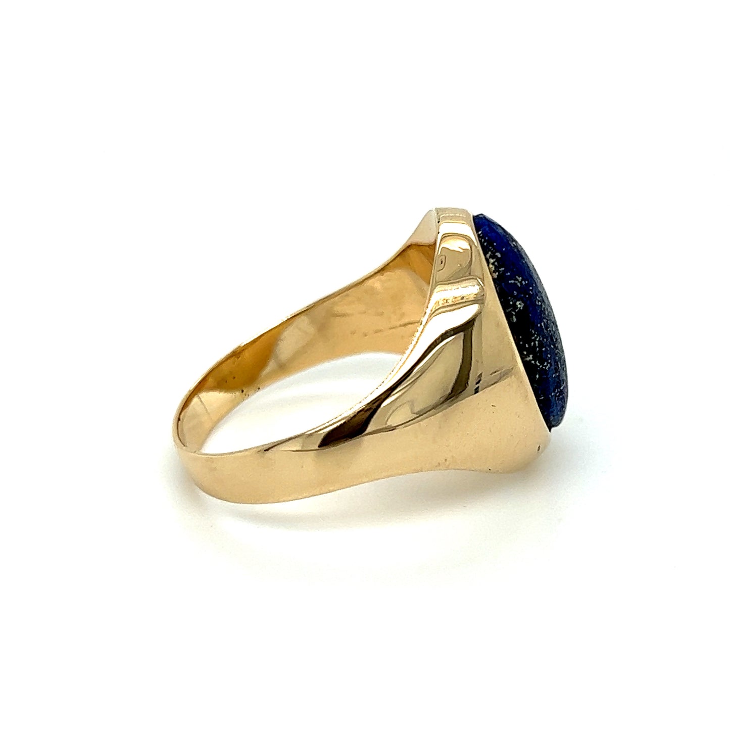 14k Yellow Gold & Synthetic Lapis Lazuli Men's Ring 7.8g