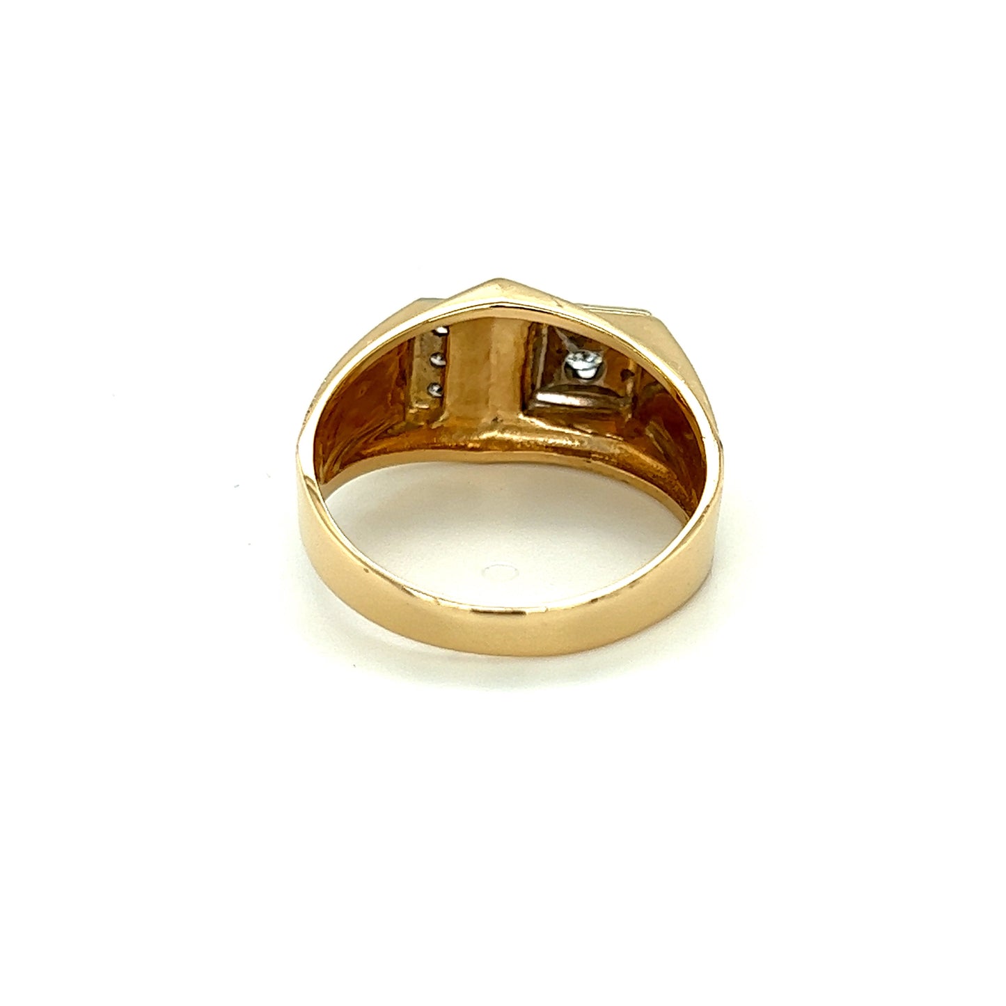 14K Yellow Gold Men's Diamond Fashion Ring 4 Diamonds .13ctw 5.7g