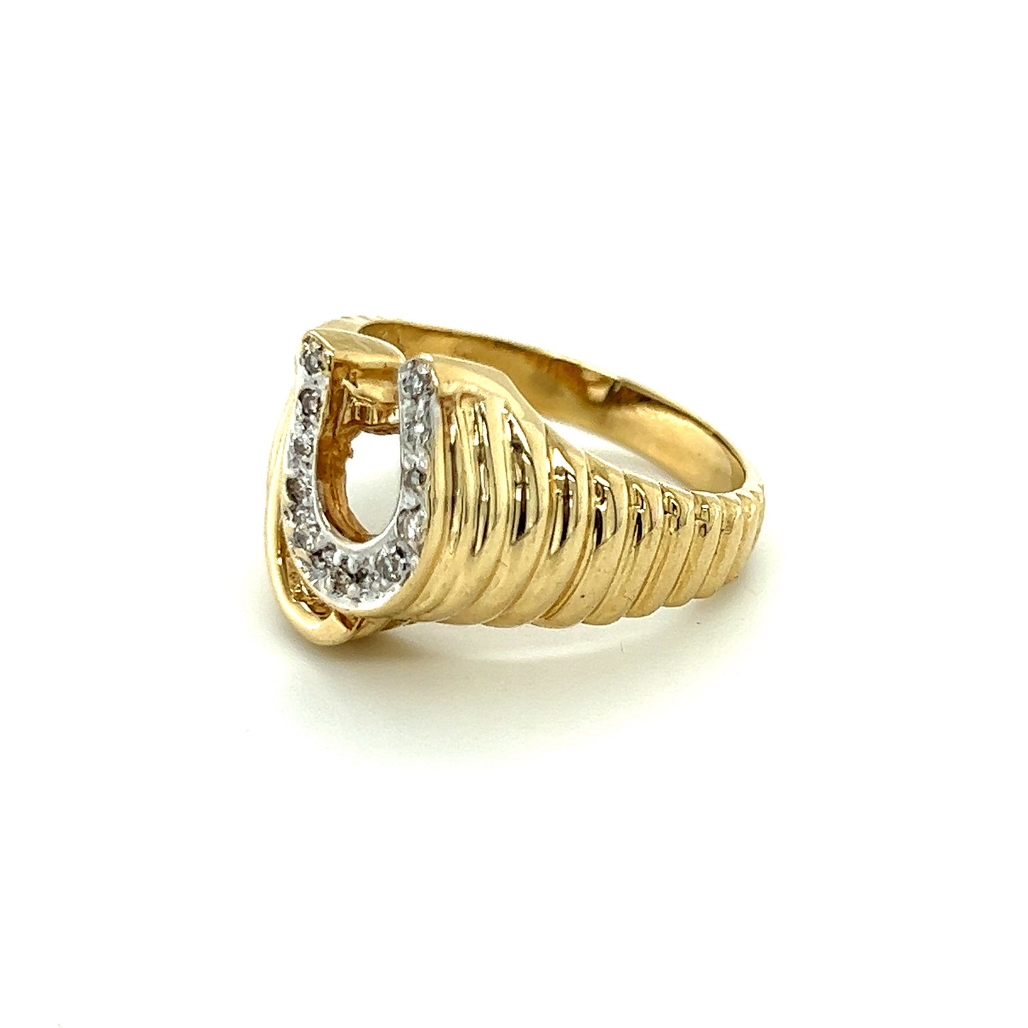 14K Yellow Gold Men's Diamond Fashion Ring 10 Diamonds .10ctw 9.1g