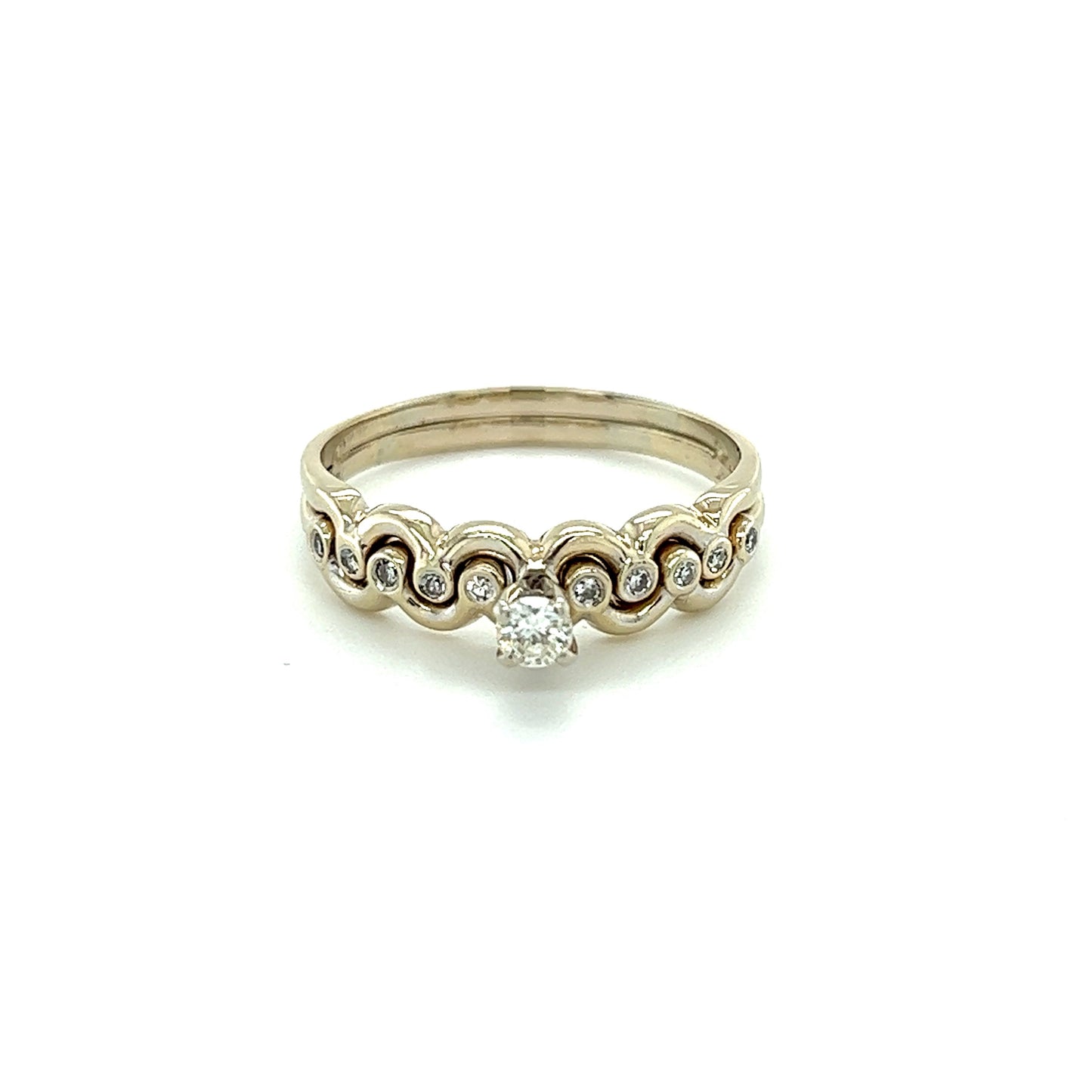 Lady's 14K White Gold Diamond Fashion Ring 11 Diamonds .25ctw 3.5g