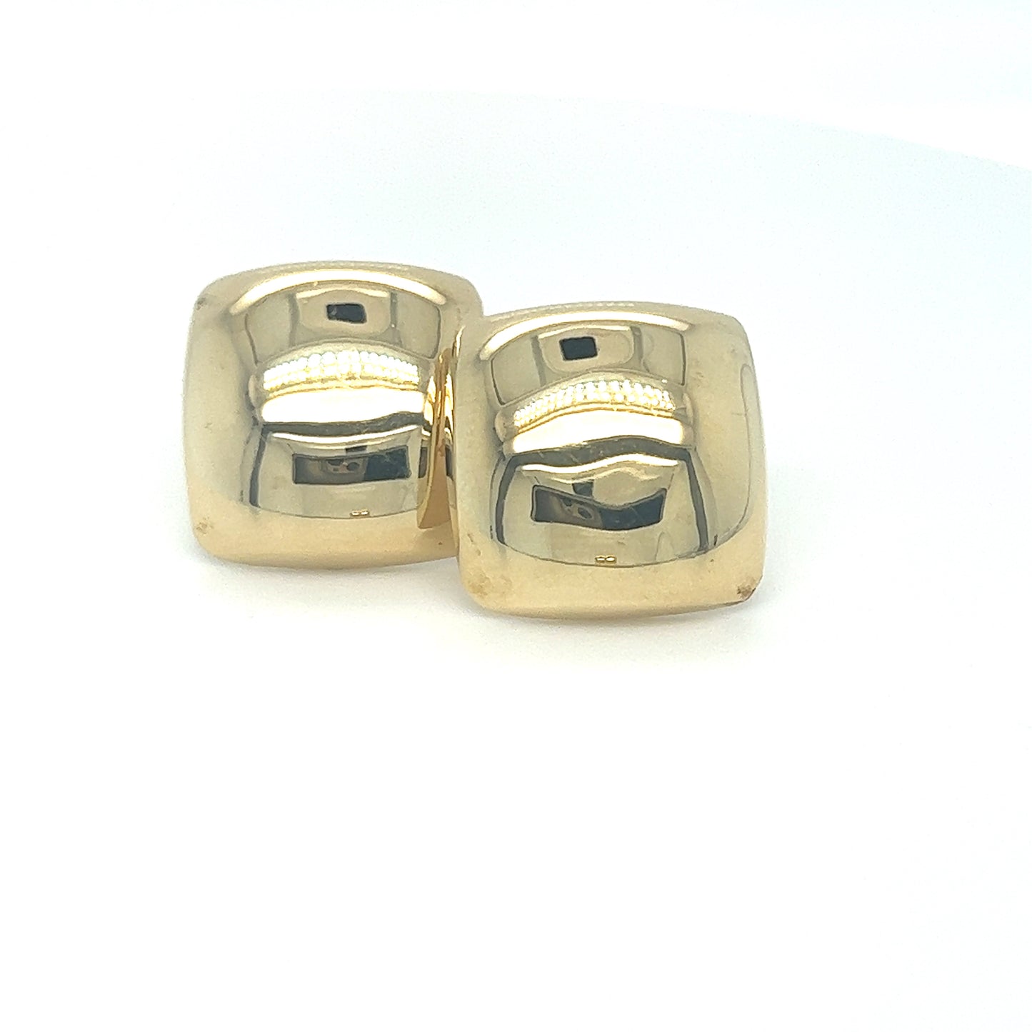 14K Yellow Gold Square Stud Earrings