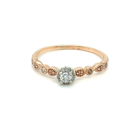 10K Rose Gold and Diamond Ring